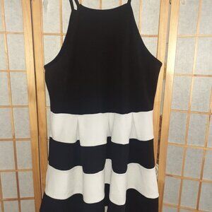 MY BELLE SUMMER DRESS BLACK/WHITE SPAGHETTI STRAP PLEATED SHORT-WOMENS SIZE XL